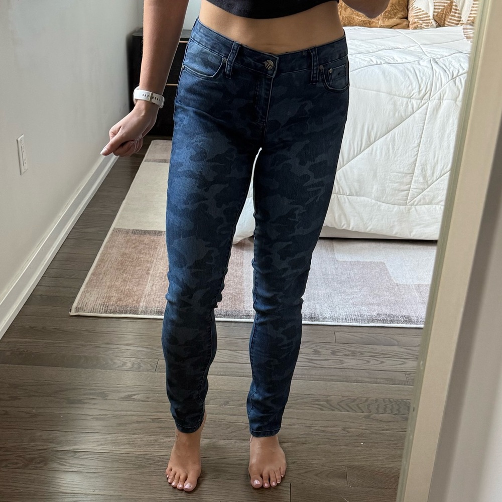Tractr Blue Camouflage Jeans